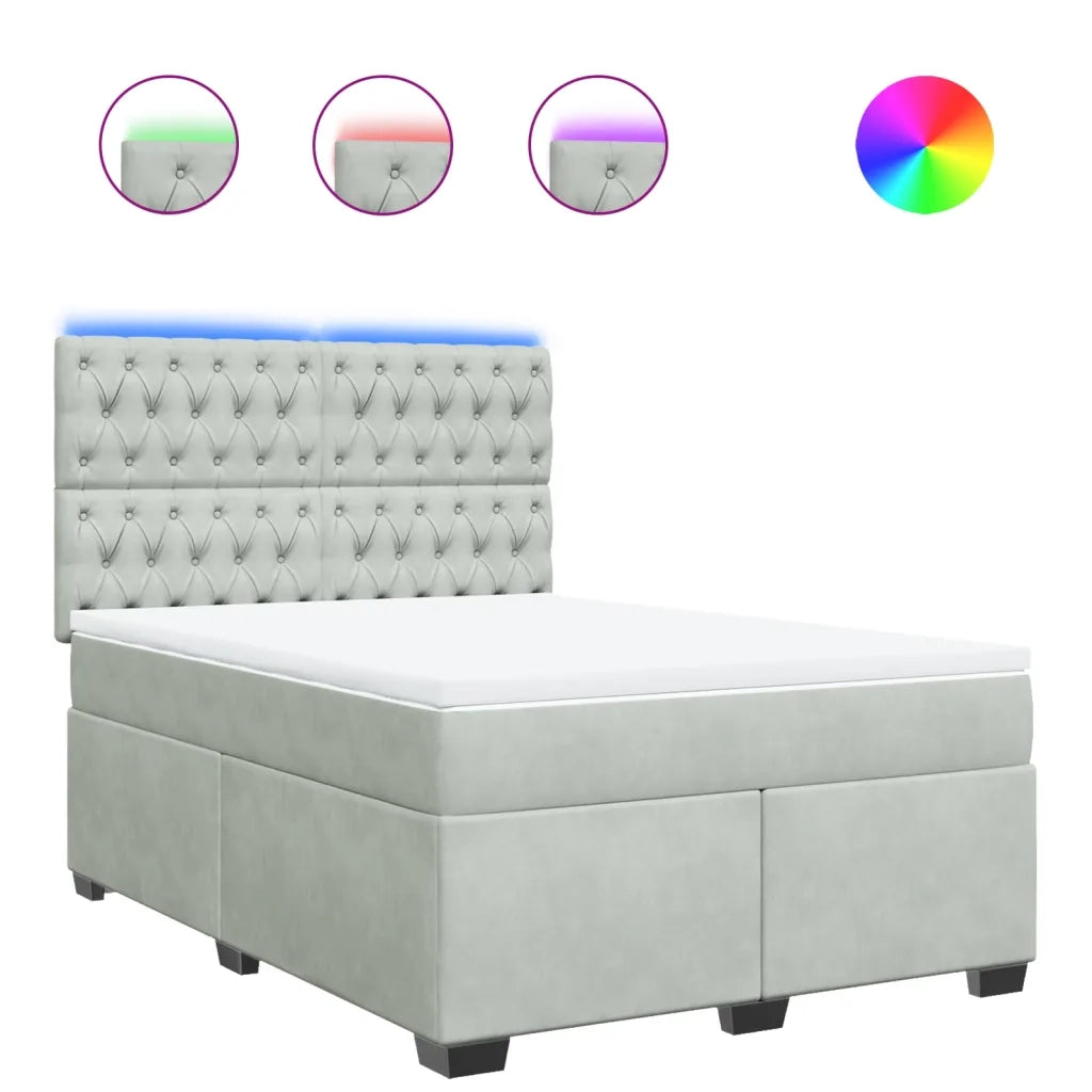 vidaXL Giroletto a Molle con Materasso Grigio Chiaro 140x190cm Velluto