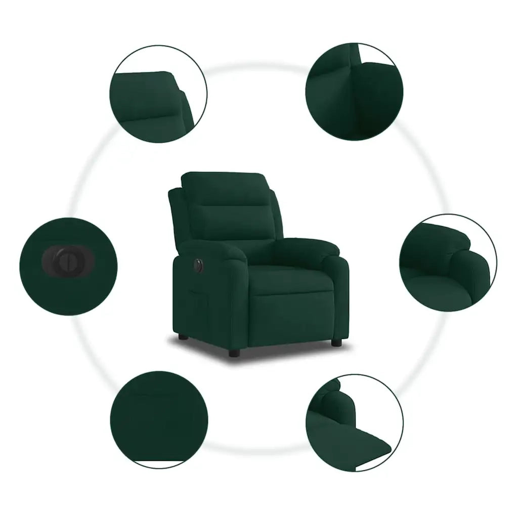 Poltrona | Sedia Relax Elettrica Reclinabile Verde Scuro in Vera Pelle