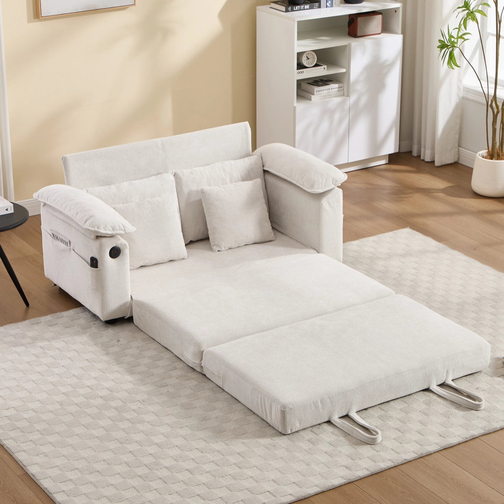 Poltrona da relax imbottita in ciniglia bianca 69x54x59 cm con cuscini