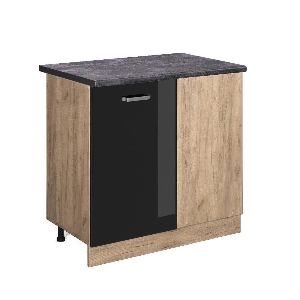 Vicco Mobile ad angolo cucina Nero lucido 86 cm , PL Antracite