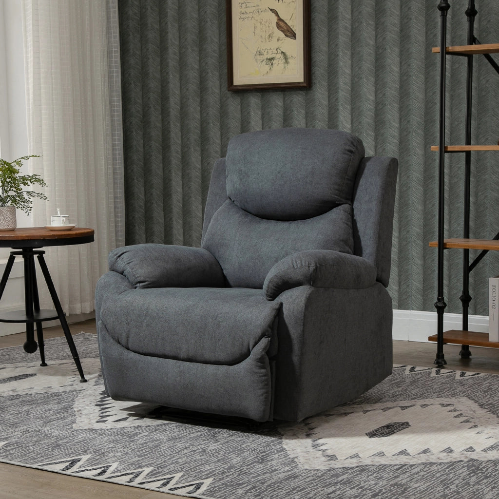 Poltrona Relax Manuale Ergonomica in Tessuto, Poltrona Reclinabile a 150¡ã e Poggiapiedi per Casa e Ufficio, 93x88x102cm, Grigio Scuro