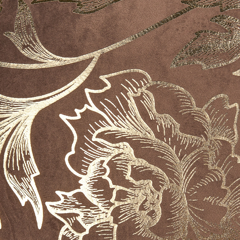 Set di 2 cuscini decorativi in velluto marrone 45 x 45 cm con stampa floreale in lamina d'oro Accessori decorativi glamour