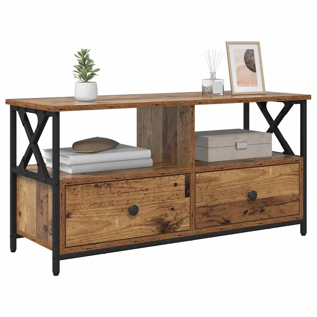 Mobile TV con cassetto-Credenza TV-Console TV Legno vecchio 90 x 33 x 45 cm