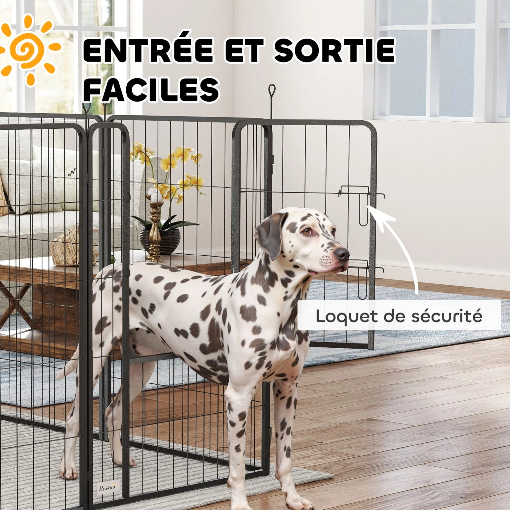 Recinto modulare per cani 12 pannelli pieghevoli ¨C Xylo ¨C acciaio nero con porta 68x100