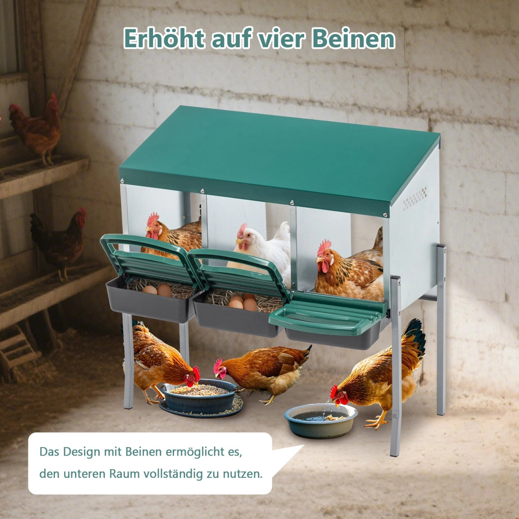 NIDO PER GALLINE 80 x 33 x 81 cm Metallo Verde 3 scomparti