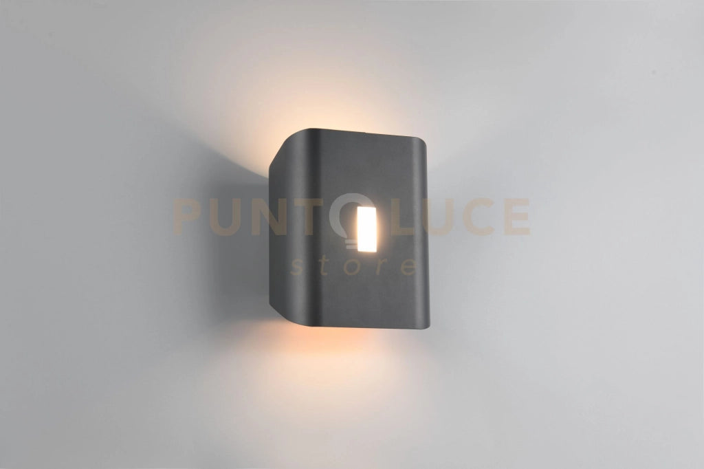 SANTERNO APPLIQUE DA ESTERNO LED 7,5W 850lm, 2300+3000+4000K BI-EMISSIONE FUSIONE DI ALLUMINIO ANTRACITE CON REGOLAZIONE TEMPERATURA DI COLORE DEL LED ED INTENSITA' IP54 H.20CM