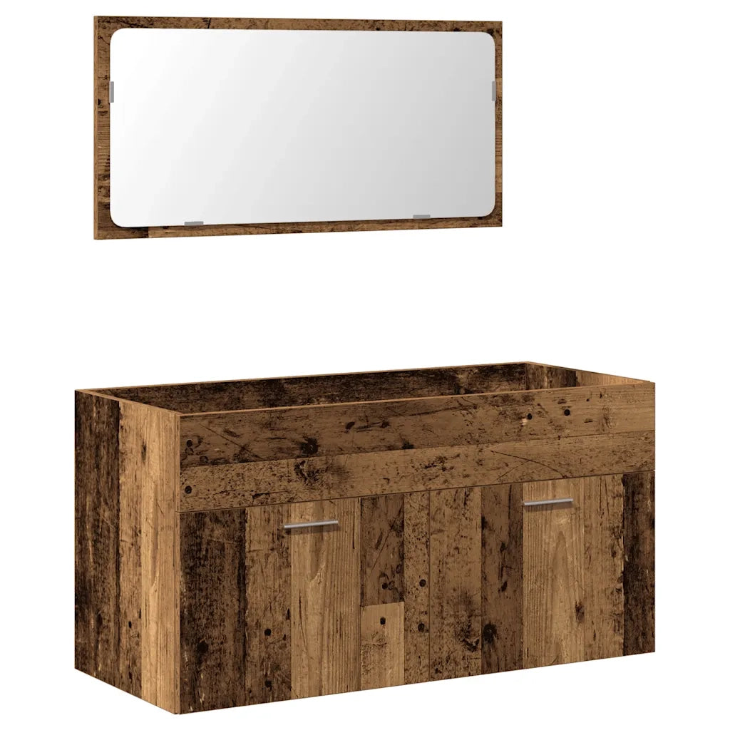 Mobile da Bagno con Specchio-Armadietto a Specchio da Bagno in Legno Antico Legno Multistrato 604181