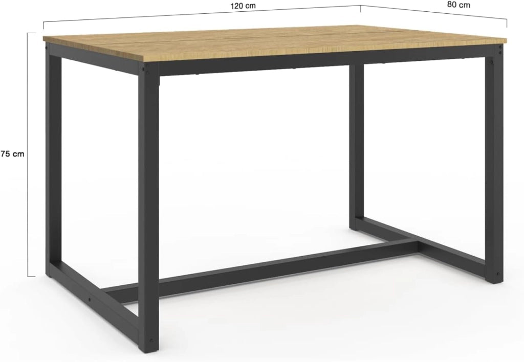 Tavolo da pranzo rettangolare DETROIT 6 persone design industriale 120 cm