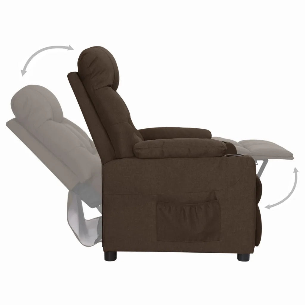 Poltrona Reclinabile Marrone Scuro in Tessuto 339087
