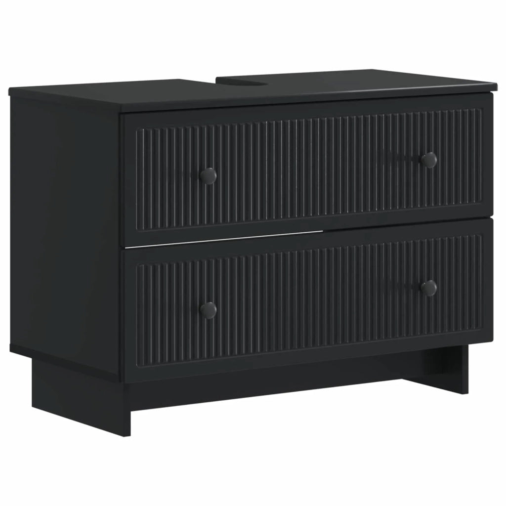 Set di Armadi da Bagno da 2 Pezzi EDE Nero Legno ingegnerizzato 3417658