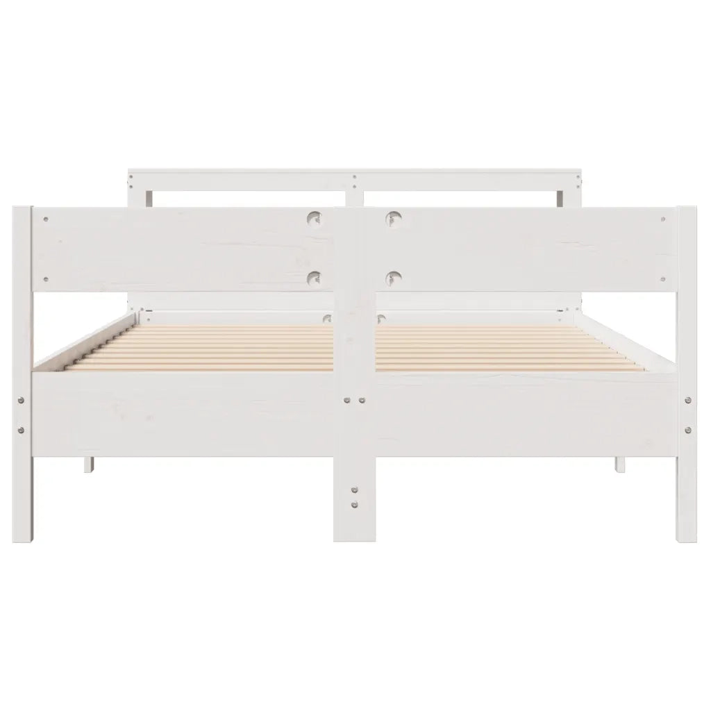 Letto senza Materasso Bianco 140x190 cm Legno Massello di Pino