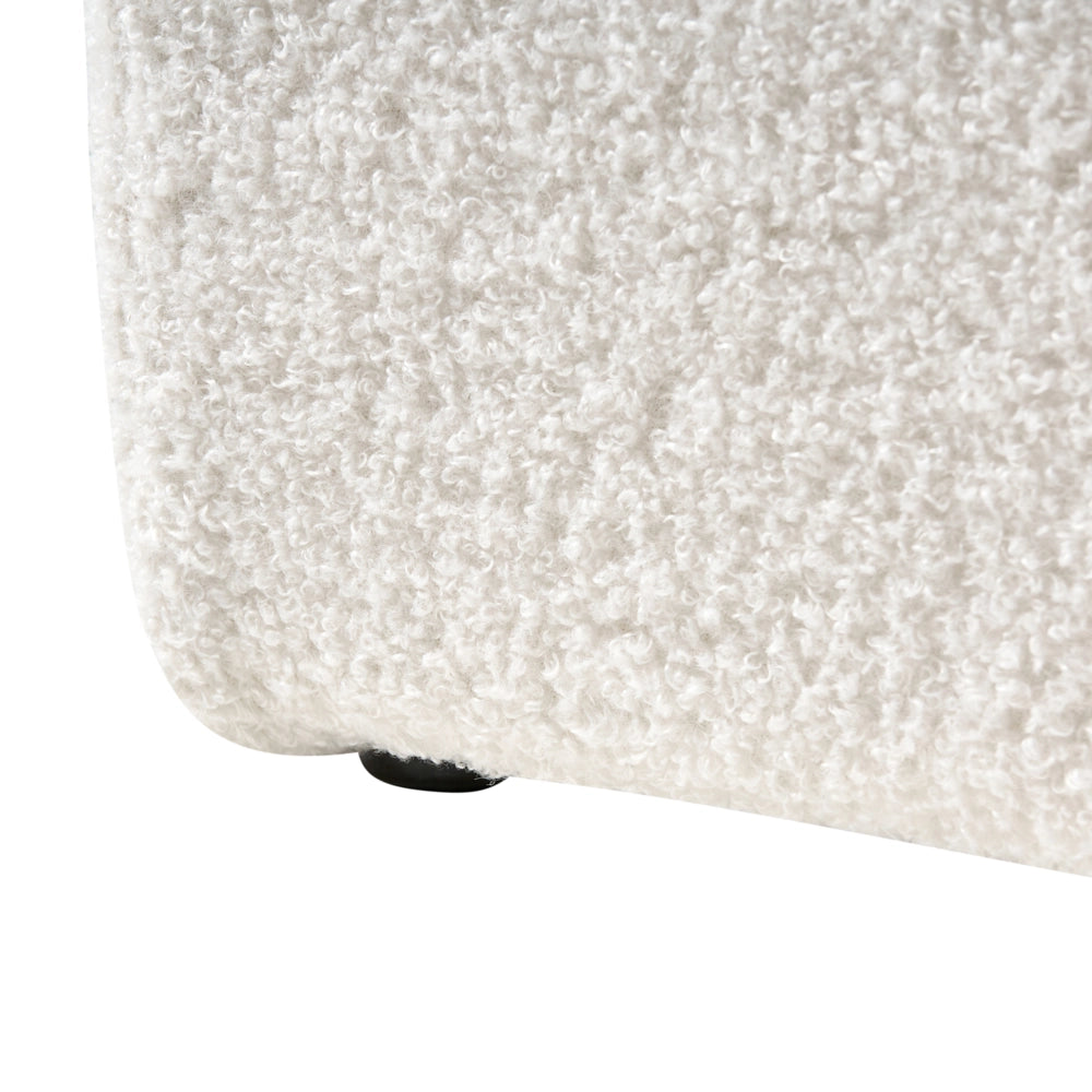 Letto matrimoniale con contenitore in tessuto bouclè bianco sporco 140 x 200 cm portaoggetti stile moderno