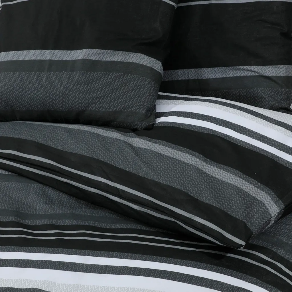 Set Copripiumino Nero e Bianco 225x220 cm in Cotone 136505