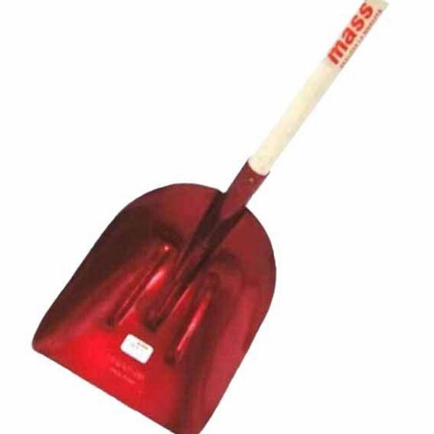 Mass Pala da Neve e Granaglie Lega Duralluminio Turbo Manicata 33x40 cm Fondo Antighiaccio Manico Pioppo