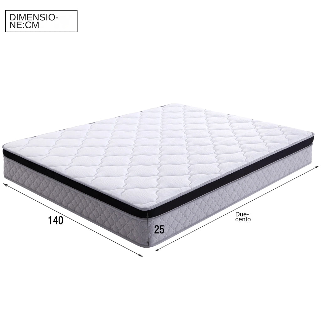 Materasso a Molle con Supporto Lombare Ergonomico Rigidità H3 140x200x25 cm; Bianco