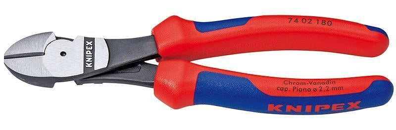 Knipex 74 02 140 Tronchese Laterale Acciaio al Cromo Vanadio Testa Lucidata Manici Bicomponente colore Blu Rosso