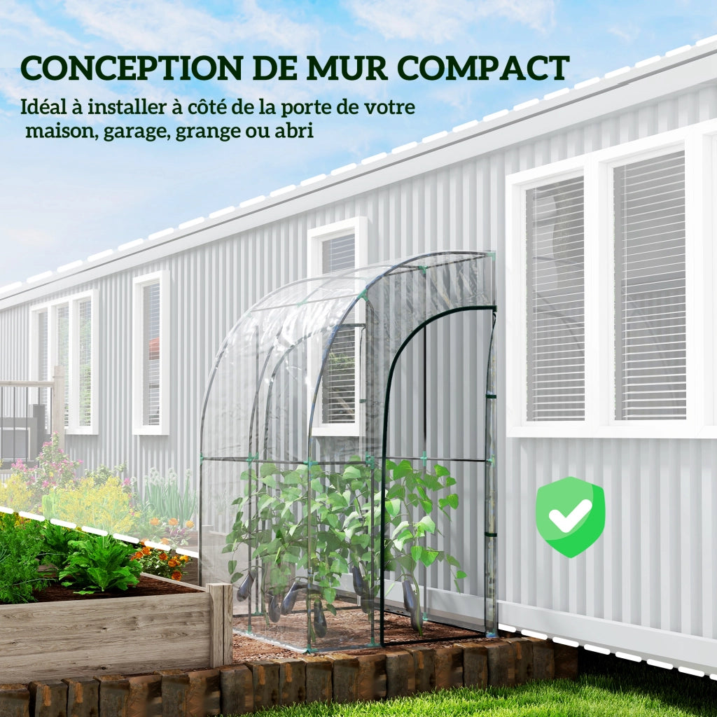 Serra da giardino adossata 2 porte ¨C zephmum ¨C PVC trasparente acciaio