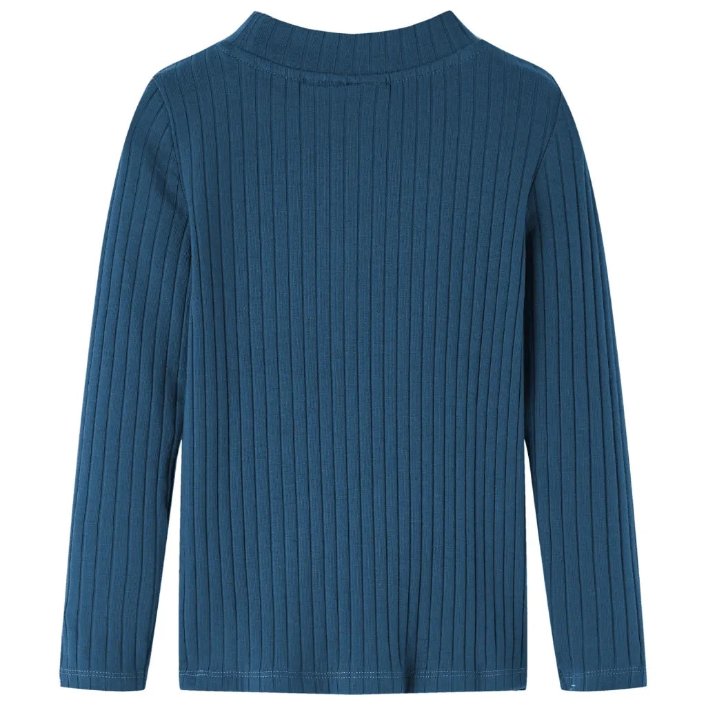 Maglietta per Bambini a Maniche Lunghe a Costine Blu Marino 128
