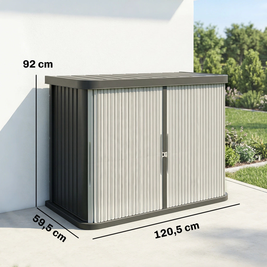Coffre da Giardino 480 L con Porte a Scorrimento ¨C zephmum ¨C Marron Chiaro 120,5x59,5x92cm