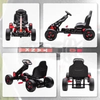 Kart a Pedali per Bambini di +3 Anni con Frizione Automatica Freno Ruote Antiscivolo in EVA e Telaio in Metallo Rosso