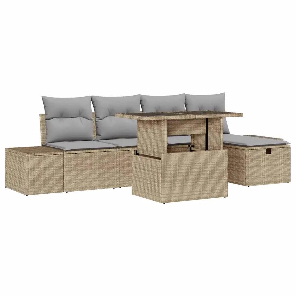 Set Divano da Giardino 6 pcs Beige polyrattan 3361199