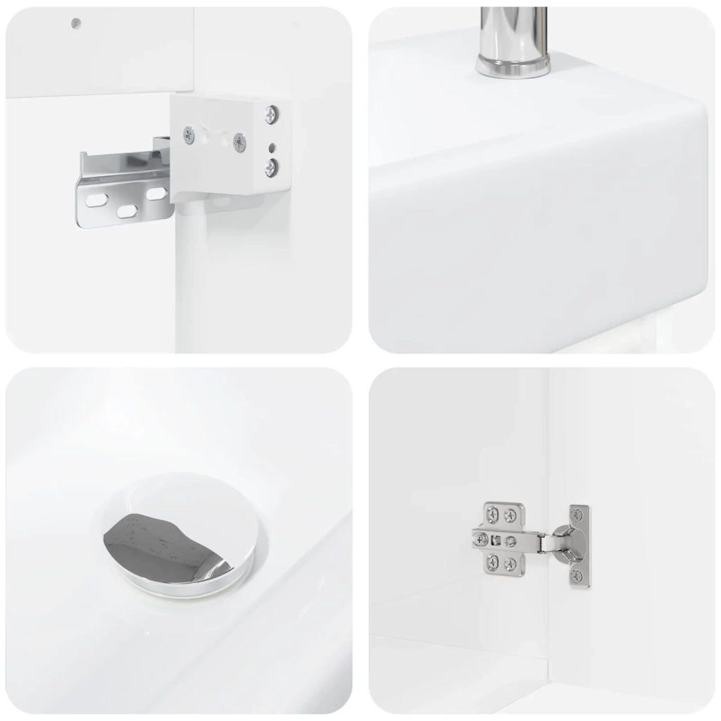 Mobile bagno con rubinetto Bianco Lucido 45,5 x 22,5 x 84 cm 889515