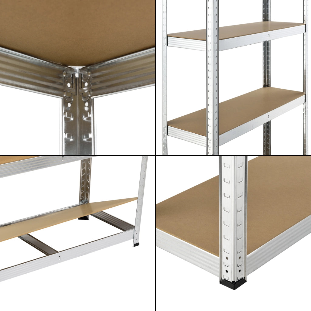 Set di 2 Scaffali in Acciaio Zincato con 5 Ripiani in MDF - 2 Scaffalature per Stoccaggio (AxLxP) 180x90x30 cm Struttura