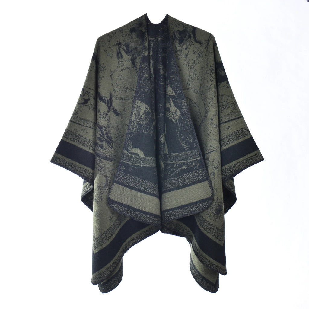 Nuovo scialle/sciarpa reversibile in jacquard stampato, scialle double-face in cashmere