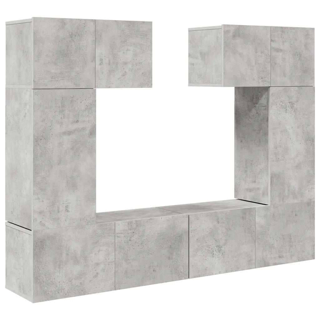 Set di Mobili Porta TV 6 pz Grigio Cemento in Legno Multistrato 3079118