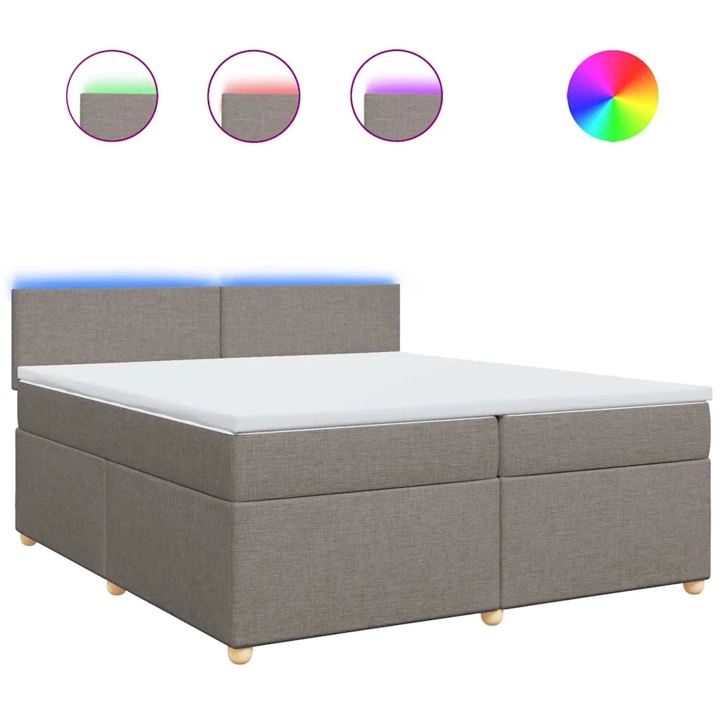 vidaXL Giroletto a Molle con Materasso Tortora 200x200 cm in Tessuto