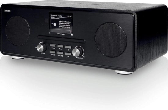 Radio DAB+ con Bluetooth e Wi-Fi - Nero, schermo da 28 pollici con illuminazione, ingresso AUX, orologio, controllo tramite app Undok