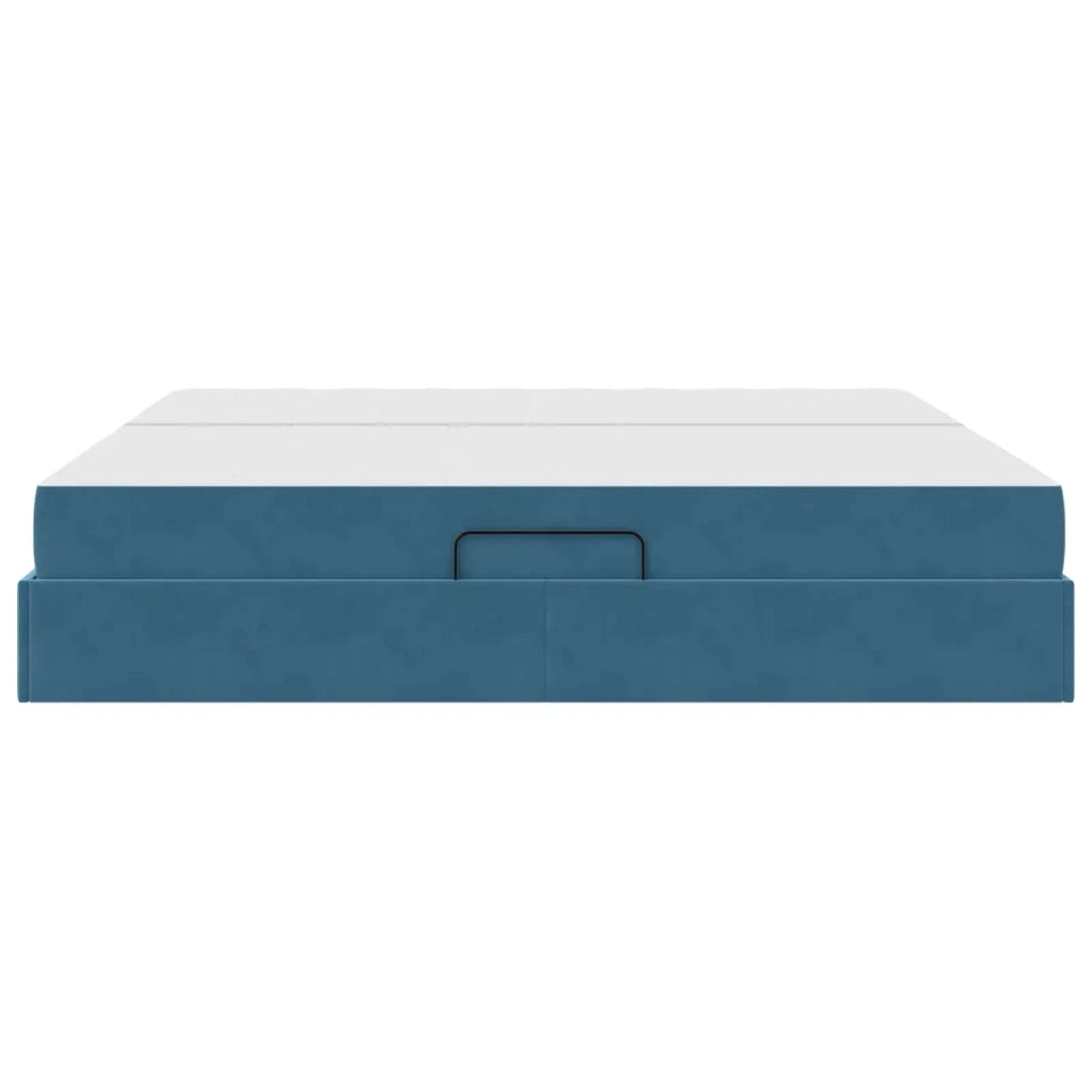 Letto con contenitore e materasso Blu Scuro 200 x 200 cm