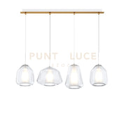 SOSPENSIONE OTTONE SAT. 4 LUCI RETTANGOLARE VETRI ALPHA + 2X BETA + GAMMA TRASPARENTI 1176OS-S4 R ABG-TR
