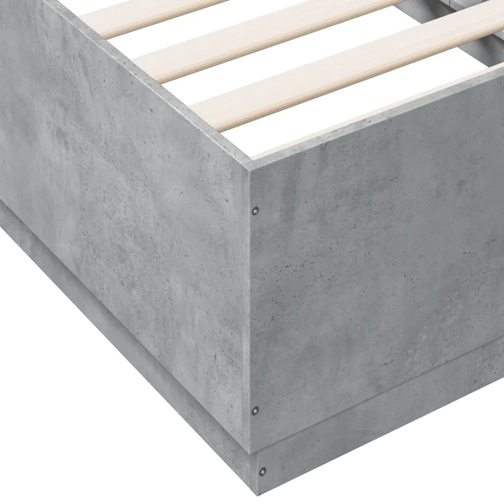Letto singolo | Letto per adulti | Giroletto Grigio Cemento 75x190 cm in Legno Multistrato