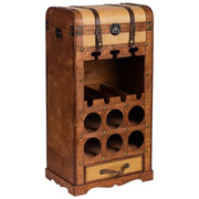 Baul porta bottiglie in legno marrone 44x30x85h cm