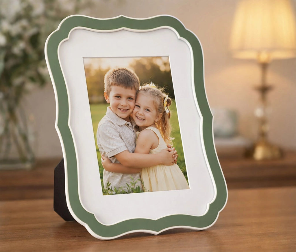 Cornice Margot Verde 17x1,4x21,9 cm in Zinco e Vetro Verde e Argento
