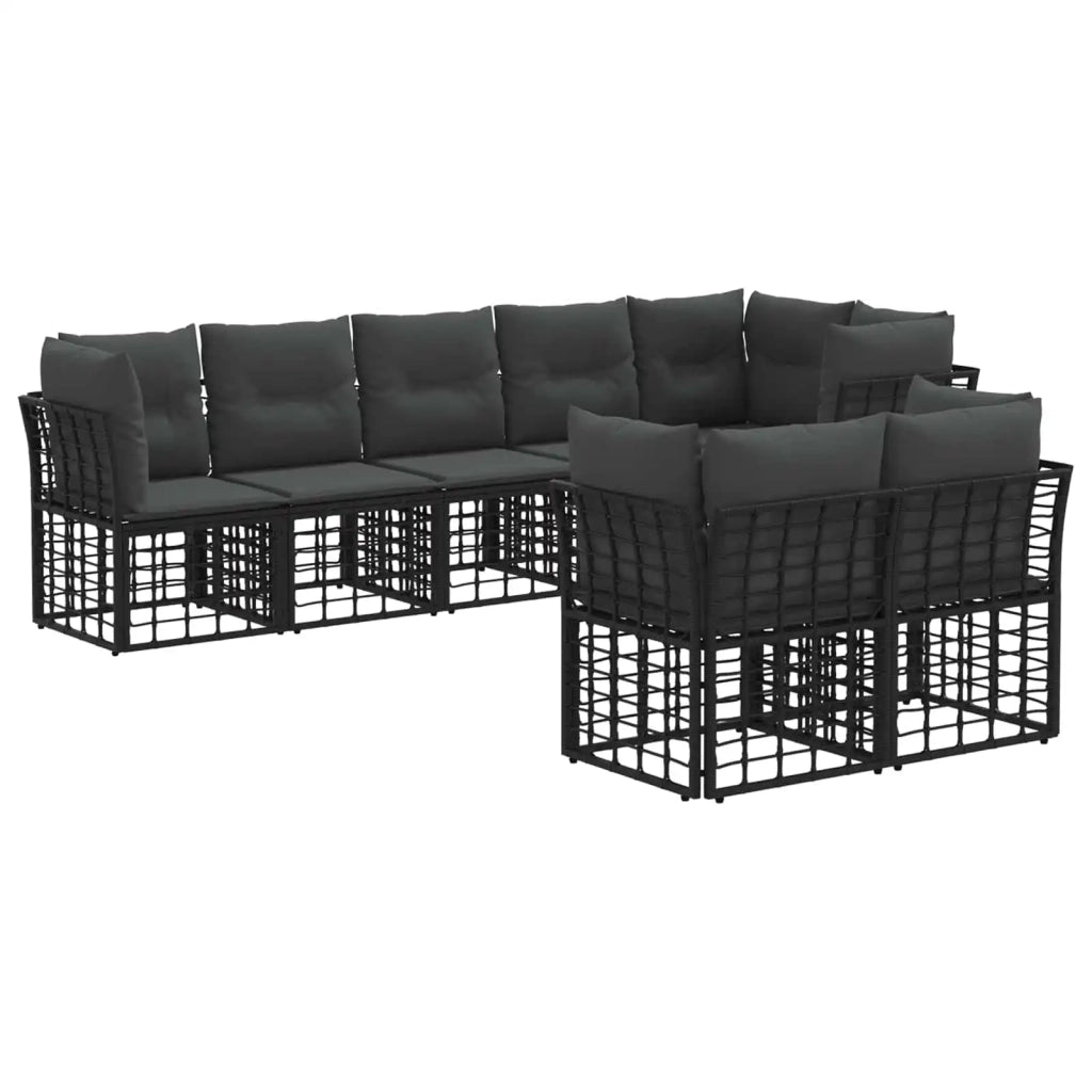 Set di divani da esterno Nero Poliestere