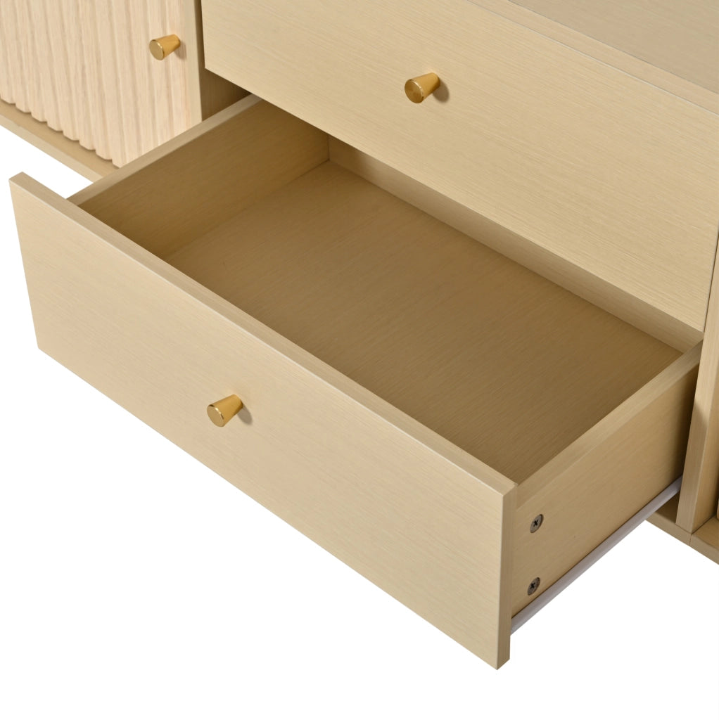 Mobile TV 180x40x58 cm con 2 cassetti; 2 ante e gestione cavi in MDF naturale
