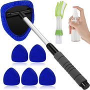 Set di pulizia per vetri 180° girevole - Kit di pulizia - Panno di microfibra - Flacone di spray - Spazzola per vetri - Inclusa base di supporto - Kit di pulizia per vetri