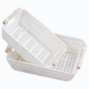 Set di contenitori di archiviazione decorativi da 2 pezzi - Organizzatore di ufficio contenitori di archiviazione per cucine e bagni - 37 x 27 x 12/32 x 22 x 12 cm - Corda di carta bianca