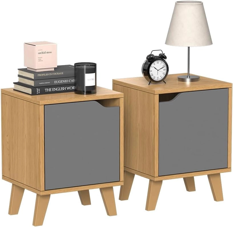 Comodino Malu, Rovere/antracite, 2 parti