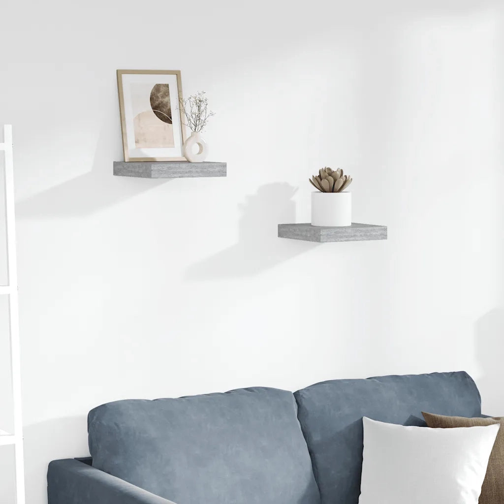 Scaffali a Parete 2 pz Grigio Cemento 23x23,5x3,8 cm in MDF 326589