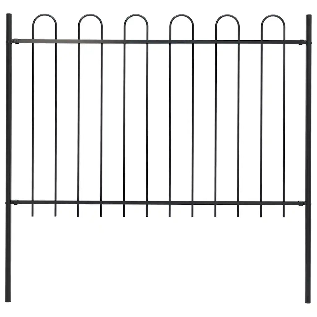 Recinzione da Giardino BOXTEL con Parte Superiore ad Anello in Acciaio 170x120 cm Nero 144931
