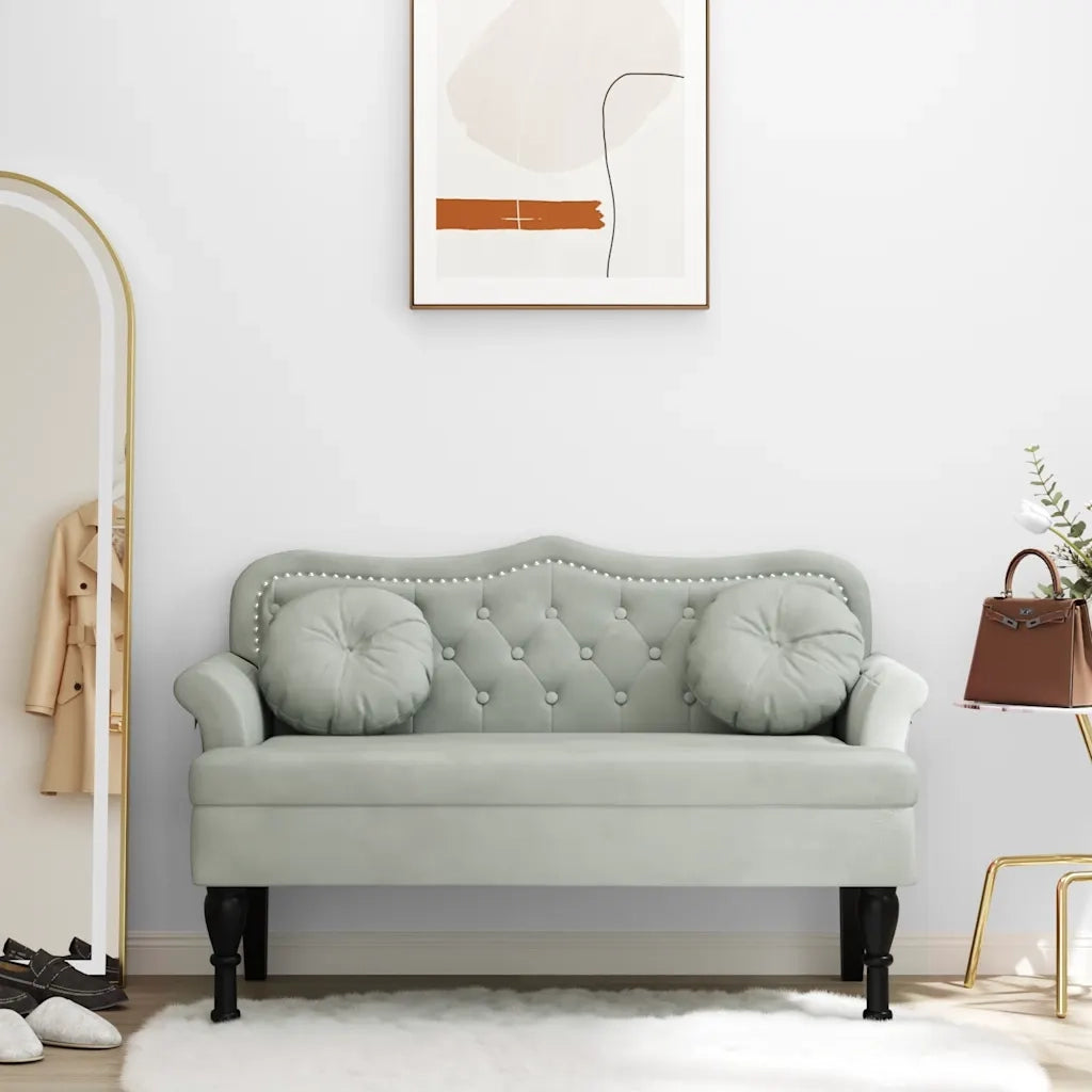 Panca con Cuscini Grigio Chiaro 120,5x65x75 cm Velluto CFW4660266