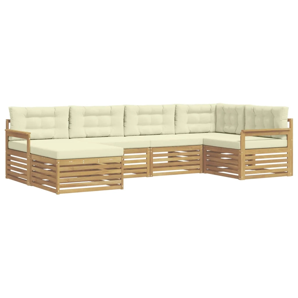Set di divani da esterno 6 pcs Bianco e Crema Poliestere