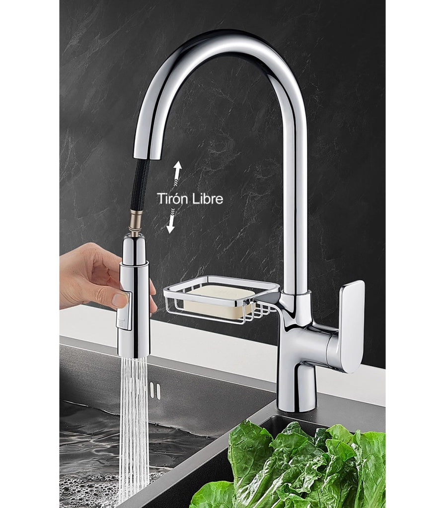 Rubinetto Cucina LH-123 | Griglia Scaffale | Rame Monoleva 2 Vie | Estrabile 2 Modi