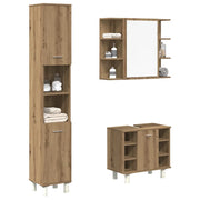 vidaXL Set Mobili da Bagno 3 pz Rovere Artigianale Legno Multistrato