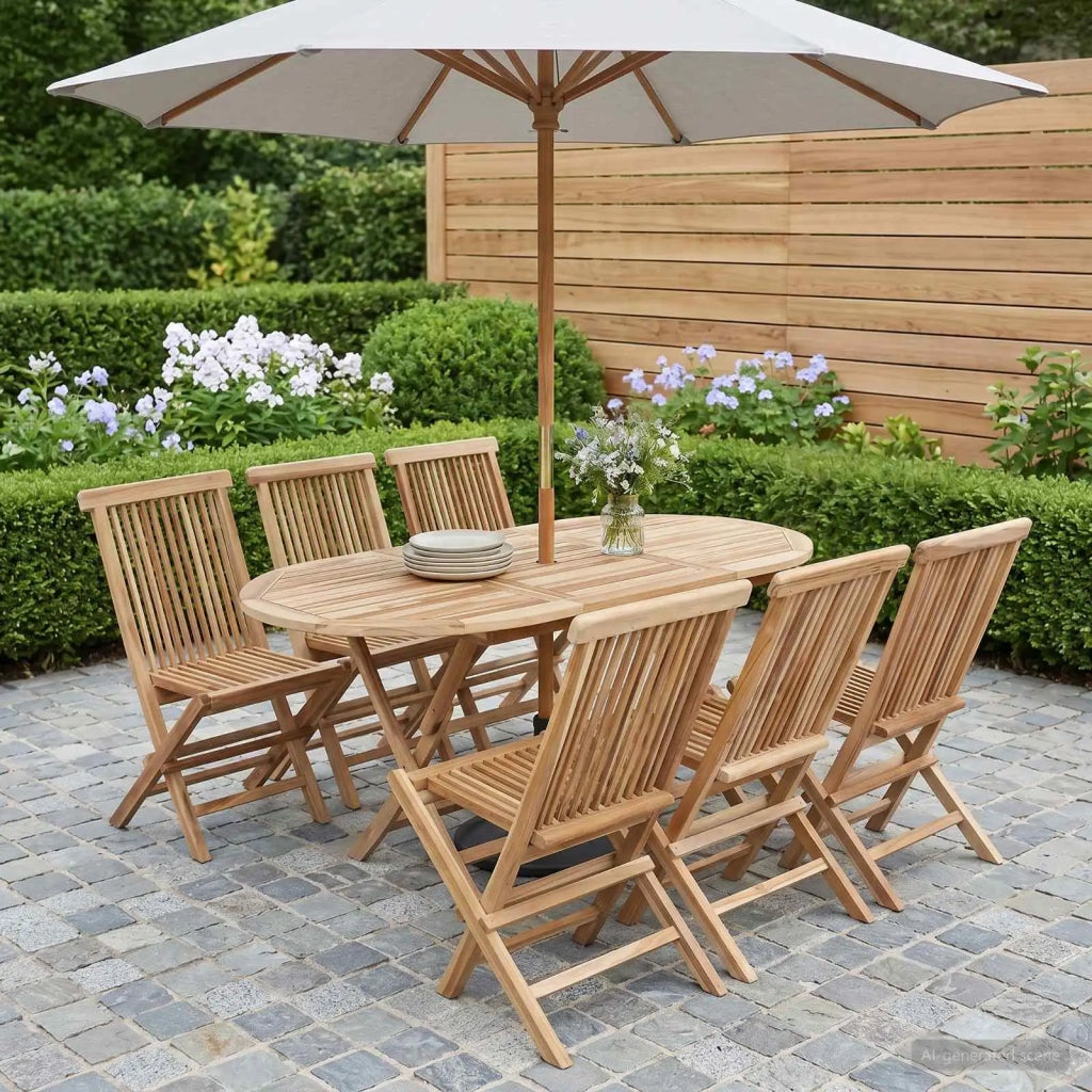 Set di Mobili da Giardino 7 pz Naturale Legno di teak solido 3418862