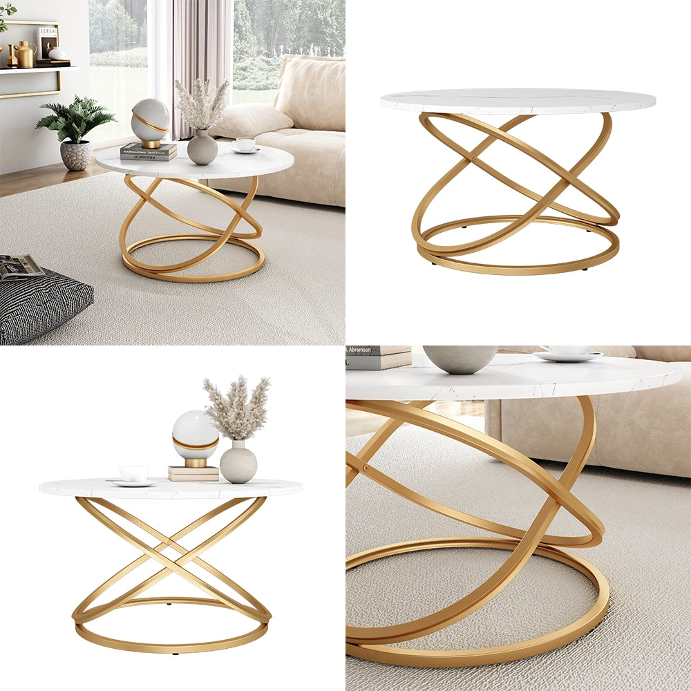 Vicco Tavolino Bianco/Oro 79.5 x 46 cm con ampia superficie di lavoro