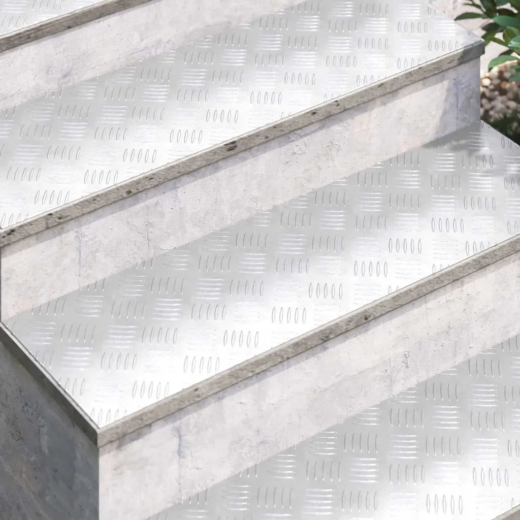 Gradini per Scale 2 pz | Tappetini per scale autoadesivi Argento 100 x 30 cm Alluminio